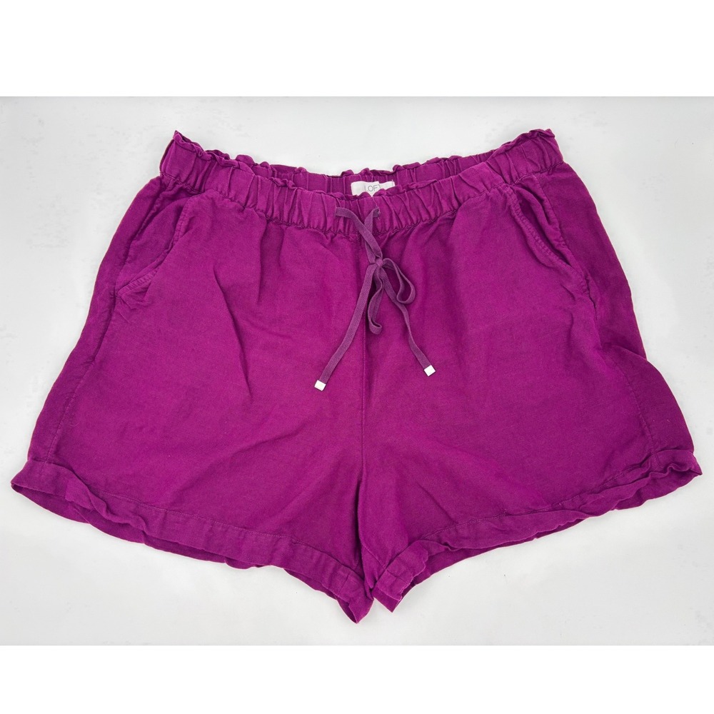 ANN TAYLOR LOFT Linen Shorts Purple Magenta Drawstring Relaxed XL Soft‎ Beach